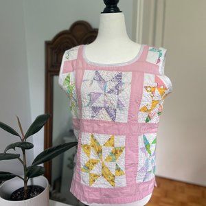 Vintage Quilt Shirt Tank Top Upcycled Quilt Repurposed Quilt Cloth